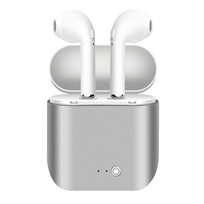 Metallic Wireless Earbuds & Charging Case Set Silver In-Ear Headphones - Tophatter Daily Deals